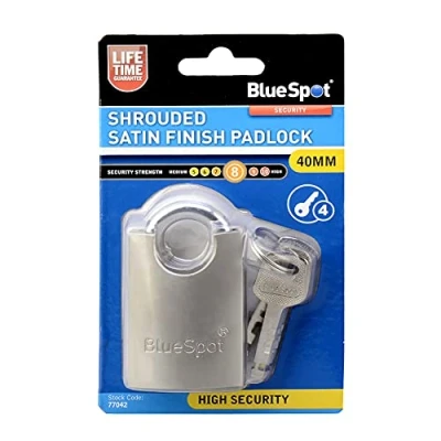 Image of Blue Spot Tools 77042 40mm Shrouded Satin Finish Padlock