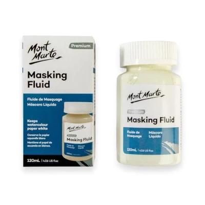 Image of MONT MARTE Masking Fluid Premium 120ml (4.06 US fl.oz), for Watercolour Painting, Keeps Areas Free of Colour and Edges Crisp, Resists Watercolour, Ink Pouring Paint