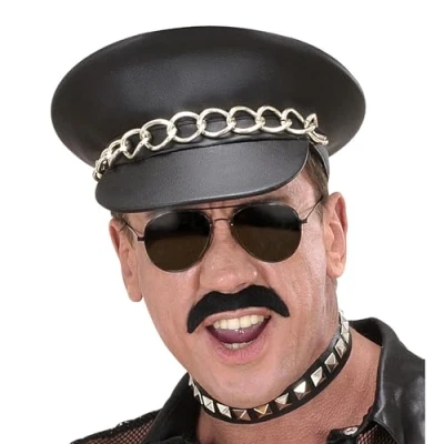 Image of Hard Rock Leatherlook Job Theme Hats Caps &amp; Headwear for Fancy Dress Costumes Accessory