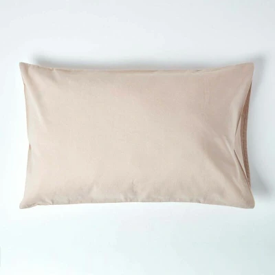 Image of HOMESCAPES Luxury Soft Linen Pillowcase Plain Natural Textured French Flax Fibre &amp; Pure 100% Cotton Blend Cream King Size