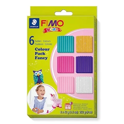 Image of STAEDTLER 8032 02 FIMO Kids Super Soft Modelling Clay Assorted Fancy Pastel Colours (Pack of 6 Blocks)