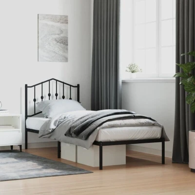 Image of Vidaxl Metal Bed Frame without Mattress with Headboard Black 80x200cm