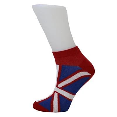 Image of Number1Gifts Men Union Jack Flag Cotton Rich Trainer Socks (Red)