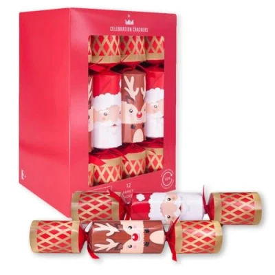 Image of Celebration Crackers Eco Family Cube FSC Mix Christmas Crackers: 12 x inch Santa &amp; Reindeer