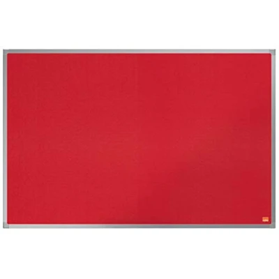 Image of Nobo Felt Noticeboard, 900 x 600 mm, Aluminium Trim, Corner Wall Mounting, Essence Range, Red, 1904066