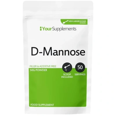 Image of Your Supplements D Mannose Pure Powder 50g Natural &amp; Non GMO Vegetarian Vegan Friendly Scoop Included
