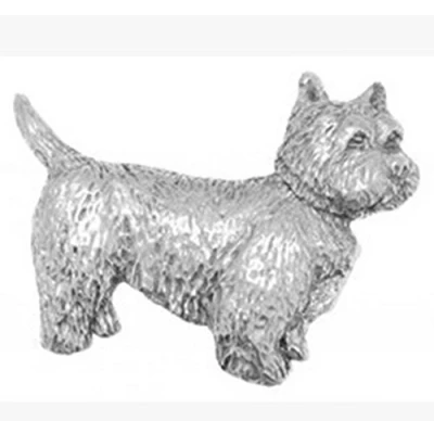 Image of West Highland Terrier Westie Dog Pin Badge Brooch Gift, Supplied in Organza Bag
