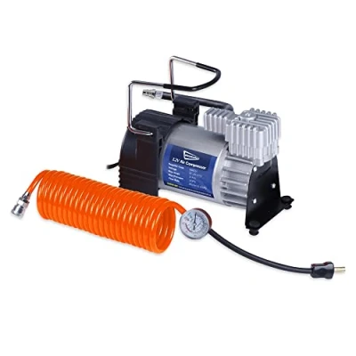 Image of Streetwize Kruga Metal 12V Air Compressor 5 Metre Coil Tyre Inflator, Analogue Pressure Gauge