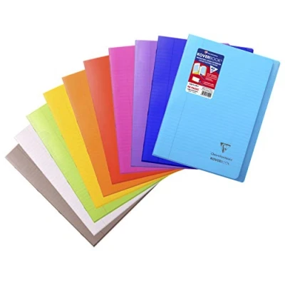 Image of Clairefontaine 971501C Koverbook Ruled Notebook 21 x 29 cm, 7 cm 96 Pages with Margin, Transparent Polypropylene Cover, Random Colour