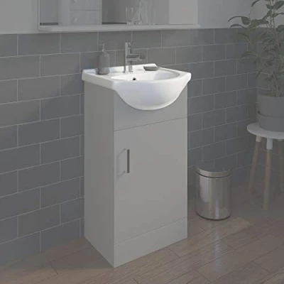 Image of Replacement Basin Bathroom 450mm Compact Sink Single Tap Hole White ONLY