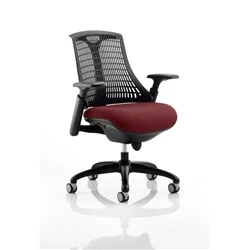 Image of Flex Task Operator Chair Black Frame Back Bespoke Colour Seat Ginseng Chilli