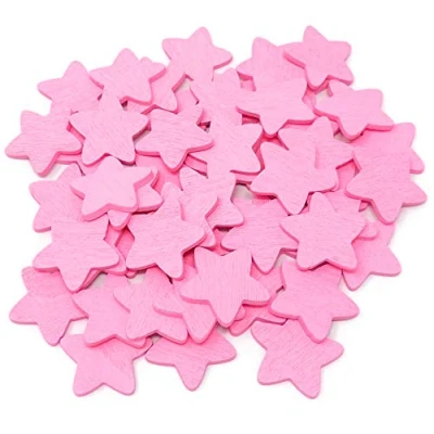 Image of Pink 18mm Stars Wooden Shabby Chic Craft Scrapbook Vintage Wood Star (50)