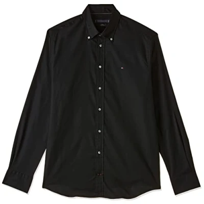 Image of Tommy Hilfiger Men&#039;s Shirt Oxford Regular Fit Long Sleeve, Black (Black), 37W