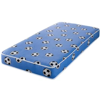 Image of Zebra Memory Foam Mattress With Bonnell Spring Support Single Size, Soft Fabric, Medium Firm, Breathable In Blue Football Theme of L190 x W 90 D18 cm