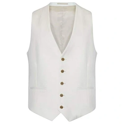 Image of Farah Linen Viscose Blend Waistcoat in Cream 42R