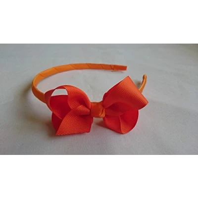 Image of Alice Band With Bow Girls Ribbon Hair Headband (Orange)
