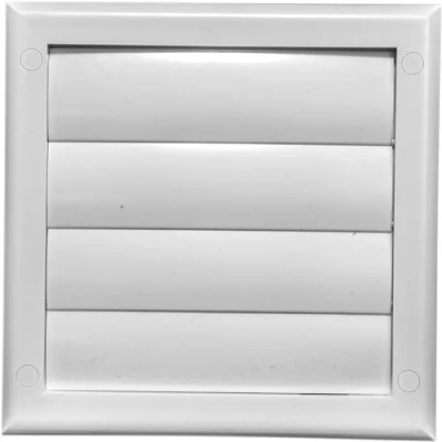 Image of Vent Systems Ø5&quot; Inch (7.5&quot; x 7.5&quot;) Exhaust Cover White Dryer Hood Louvered Duct Cap One Directional Plastic Air Supply Grille