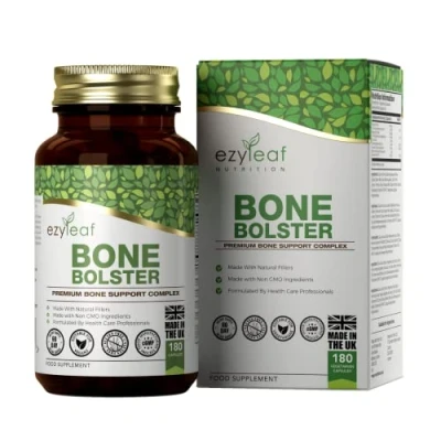 Image of Ezyleaf Bone Supplement Calcium Magnesium Zinc and Vitamin D3 Capsules with Boron &amp; K2 MK7 180 Bolster Citrate Health Supplements Non GMO Gluten Free UK ISO Certified