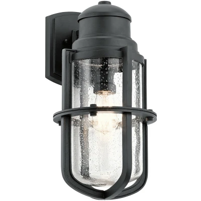 Image of Suri Outdoor 1 Light Wall Lantern, Textured Black, IP44, E27