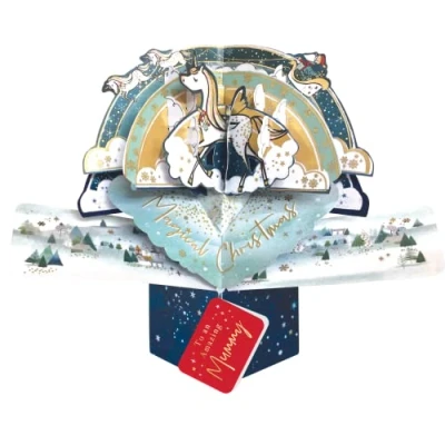 Image of Mummy Christmas Card 3D Unicorn Pop Up Xmas Greeting Cards POP063X23
