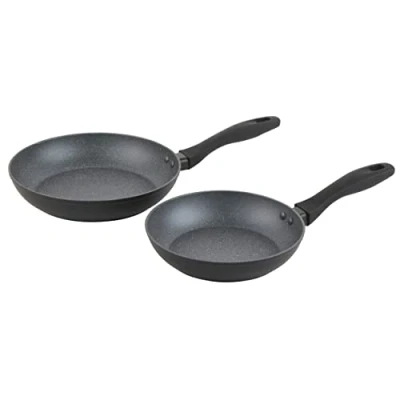 Image of Russell Hobbs RH02834EU7 Metallic Marble 2 Piece Frying Pan Set Non Stick Cooking Pans 20/24cm, Induction Hob Suitable, Soft Grip Handles, Cook With Little To No Oil, Lightweight Forged Aluminium