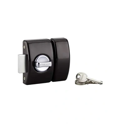 Image of THIRARD 71508 VERROUS Design Door Lock with 5 Pins Button + Cylinder 40 mm Protection Against Tearing Comes 3 Nickel Plated Steel Keys and Strike Wedges Black Finish