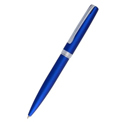 Image of Online Eleganza Ballpen I Satin Blue Replaceable Large Refill Metal Biro Ink Colour Black Retractable Ballpoint Pen In Gift Box, 1 piece (1 pack), 34642