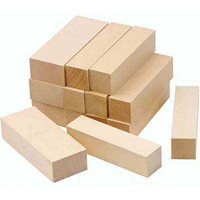 Image of KAHEIGN 14Pcs Basswood Carving Blocks, 2 Size Unfinished Wood Blocks Smooth Whittlers Hobby Kit for Beginner Expert Carvers