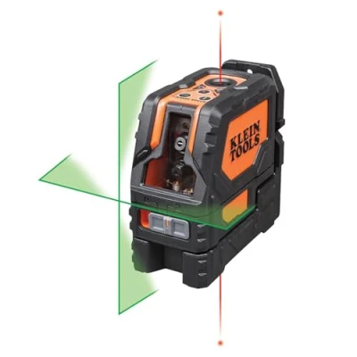 Image of Klein Tools 93LCLG Cross Line Laser Level, Self Leveling Green with Red Plumb Spot Magnetic Mounting,Clear,green,red