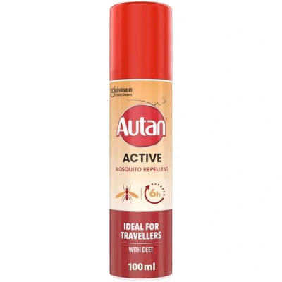 Image of Autan Active Mosquito &amp; Insect Repellent Spray, Travel Essentials, DEET Formula, Up to 6 Hours Protection against Mosquitoes, 100 ml