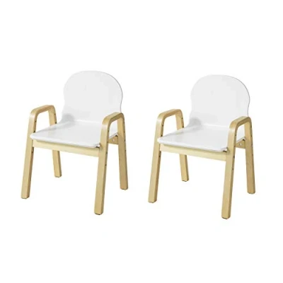Image of SoBuy® KMB24 Wx2, Set of 2 Children Chairs, Wooden Kids Chair Stool, Height Adjustable