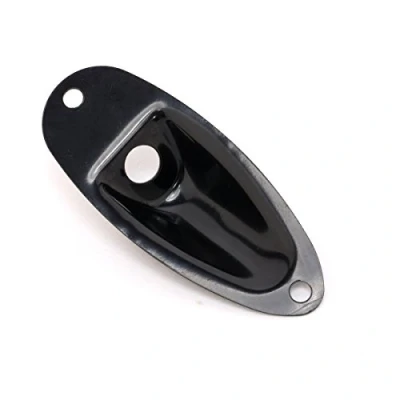 Image of Musiclily Boat Style Strat Jack Plate for Stratocaster Electric Guitar, Black (2 Pieces)