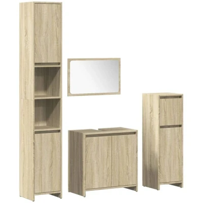 Image of vidaXL 4 Piece Bathroom Furniture Set Sonoma Oak Engineered Wood