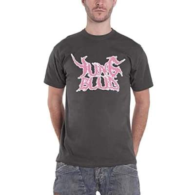 Image of Yungblud T Shirt DEADHAPPY Pink Logo Official Mens Charcoal Grey L