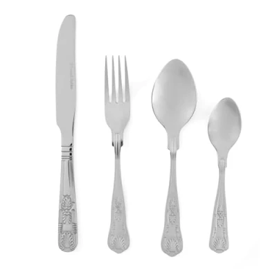Image of Russell Hobbs RH02850EU7 Verona Cutlery Set 24 Piece, 18/10 Stainless Steel, 6 Place Settings, Includes, Forks, Knives, Tablespoons, Teaspoons, Patterned Handle, Dishwasher Safe, 50 Year Guarantee