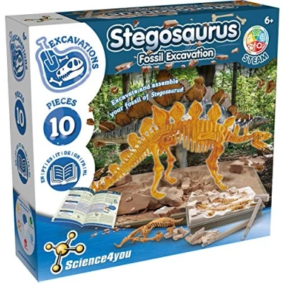 Image of Science4you Stegosaurus Fossil Digging Kit for Kids +6 Excavate and assemble 10 Fossiles Ideal Dinosaur Excavation Toy, Archeology Paleontology Sets Age 6+