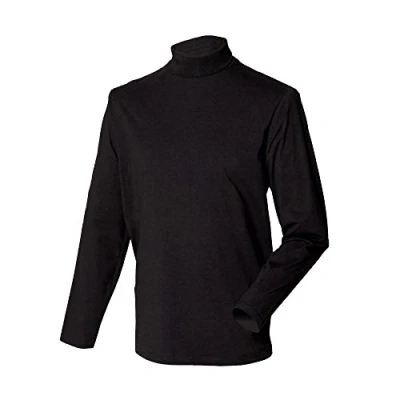 Image of Henbury Mens Roll Neck Long Sleeve Top Black Large