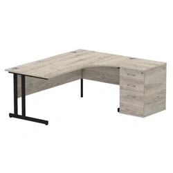 Image of Impulse 1800 R Crescent Desk Gy Oak Black Cantilever 600 High Ped