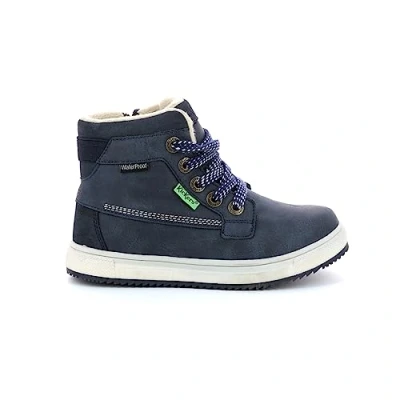 Image of Kickers YEPO Laceup ankle boots for kids, Size: 2.5/3, Navy High quality imitation leather