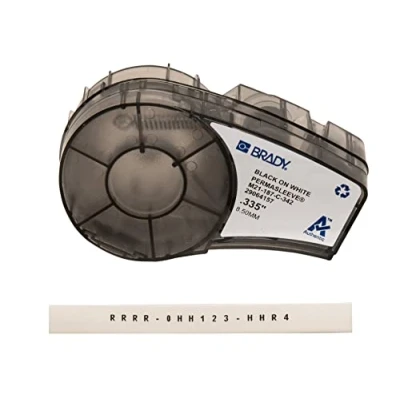 Image of Brady PermaSleeve Heat Shrink Polyolefin Sleeve for BMP21 PLUS; BMP21, 8.50mm x 8.5mm 2.10m Black on White