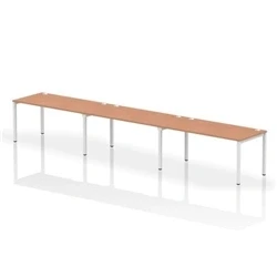 Image of Impulse Bench Single Row 3 Person 1600 White Frame Desk Beech