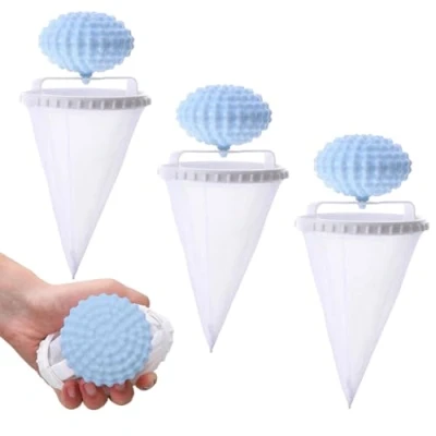 Image of 3 Pcs Washing Machine Hair Catcher, Laundry Pet Catcher with Mesh Bag, Reusable Fur Machine, Cat Remover for Dog