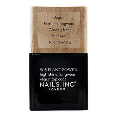 Image of Nails.INC 73% Plant Power Nail Polish, Long Lasting Color Lasts Up to 10 Days, Quick Drying, Cruelty Free, Vegan, 21 Free Formula, Top Coat, (14ml)