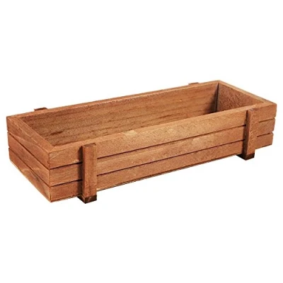 Image of Yosoo Plant Boxes Wooden, 2 Pcs Indoor/Outdoor Natural Rectangle Wooden Storage Box Planter Succulent Flower Moss Container Decorative Windowsill