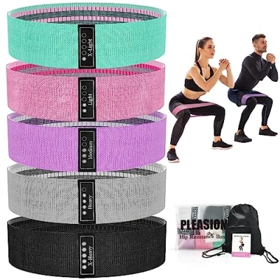 Image of Fabric Resistance Bands for Working Out, 5 Levels Booty Women Men, Cloth Workout Loop Exercise Legs Butt at Home Fitness, Yoga, Pilates