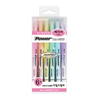 Image of JAVAPEN Rainbow pastel Highlighter magic marker Chisel tip Pen (babymild 6 colors set)