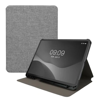 Image of kwmobile Case Compatible with Apple iPad Air 11&quot; (6. Gen 2024) / 4/5 Pro (2020/2021/2022) Slim Book Style Tablet Cover Stand Feature Grey