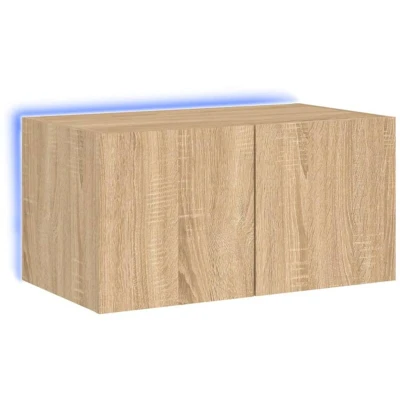 Image of vidaXL TV Wall Cabinet with LED Lights Sonoma Oak 60x35x31 cm