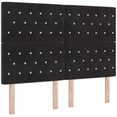 Image of vidaXL Headboard Crystal Button Tufted Black 160 cm Velvet