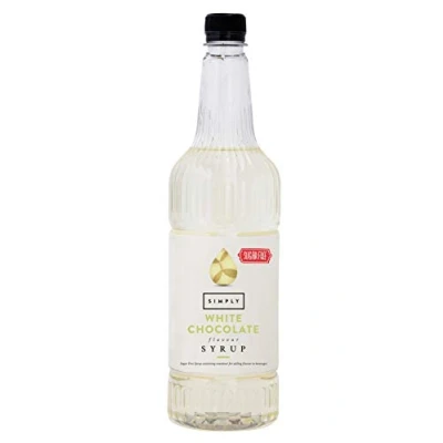 Image of Simply Sugar Free White Chocolate Syrup, Low Calorie, Vegan &amp; Nut Flavoured Syrup for Coffee, Cocktails Baking (1 Litre)